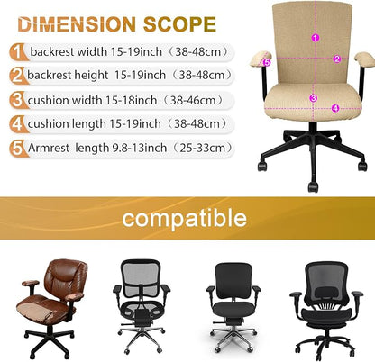 Tallew 4 Pcs Office Chair Covers Set Computer Universal Protective Stretchable - Image 2