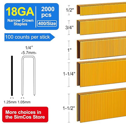 18 Gauge 1/4" Narrow Crown Staples, Project Pack - Image 2