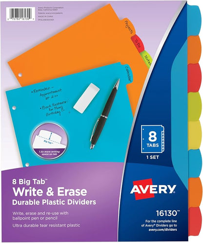 Avery Big Tab Write & Erase Durable Plastic Dividers by Avery