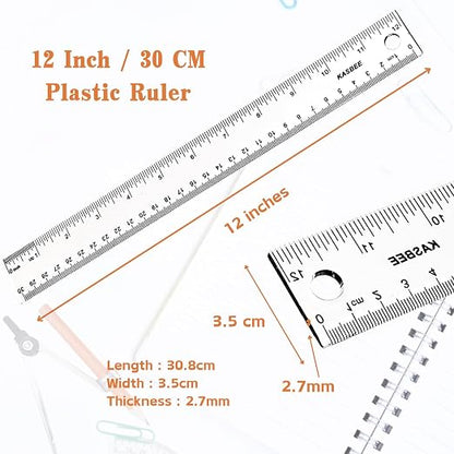 Plastic Ruler 12 inch, Centimeters, Millimeters, Straight Measuring Tools - Image 3