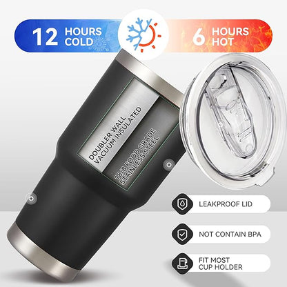 30 oz Tumbler with Lid Stainless Steel Tumblers Vacuum Insulated Cup Reusable Powder Coated Travel Mug Double Wall Leak Proof Portable Cups Keep Cold Drinks for 12 Hours, Black, 1 Pack - Image 5