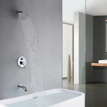 sumerain Tub and Shower Faucet with Valve, Shower Tub Kit with Pressure Balance Valve, 8 Inch Rain Shower Head and Waterfall Spout Chrome Finish - Image 4