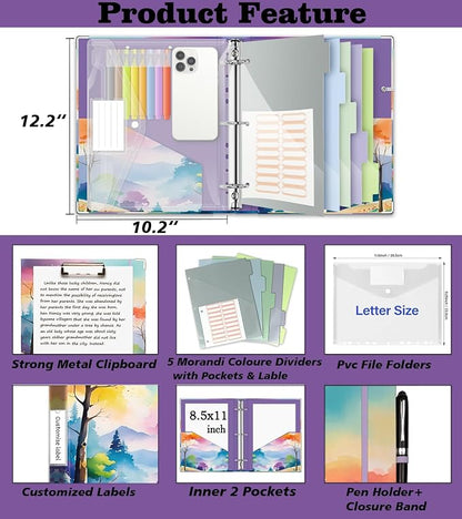 3 Ring 1 Inch Binder Organizer, BVSSX Three Ring Binders - Image 3