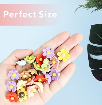 50 Pcs Cute Decorative Flower Push Pins - Image 4