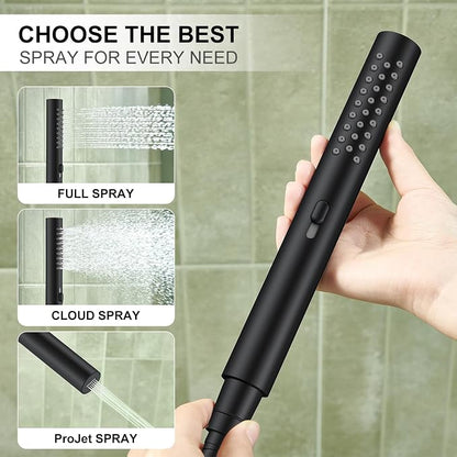 KENES Matte Black Rainfall Bathroom Shower System Rain Shower Head and Handle Set, Shower Faucet Set with 10-Inch Rain Showerhead and Handheld Spray, (Shower Valve Included), LJ-6026A-2 - Image 4