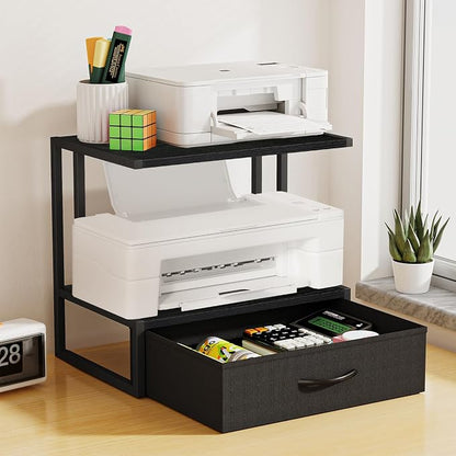 Printer Stand with Storage for Desk, with Fabric Drawer Desktop Printer Stand - Image 3