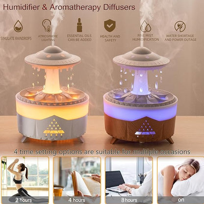 Raindrop Humidifier for Bedroom Large Room -Air Humidifiers and Aromatherapy Diffuser,Ultrasonic humidifier,Quiet humidifier with Ambient Light & 4 Timer,Waterless Auto Off (No remote control) - Image 3