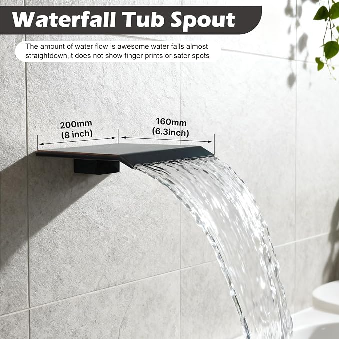 Midanya Shower System with Tub Spout,Bathtub Shower Faucet Set with Square Rainfall Head and Handheld Sprayer Wall Mount Tub Faucet Set with Valve and Trim Kit,16 Inch Oil Rubbed Bronze - Image 3