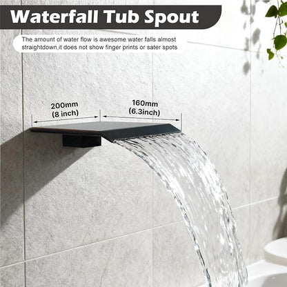 Midanya Shower System with Tub Spout,Bathtub Shower Faucet Set with Square Rainfall Head and Handheld Sprayer Wall Mount Tub Faucet Set with Valve and Trim Kit,16 Inch Oil Rubbed Bronze - Image 3