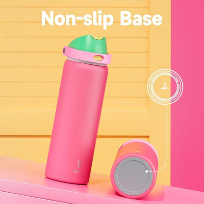 32 oz Insulated Water Bottle for Women: Meoky Stainless Steel Water Bottle with 2-in-1 Straw and Spout Lid - Leak Proof, Cold for 24 Hours, Protective Silicone Base, BPA-Free for Sports Gym, Ruby - Image 8