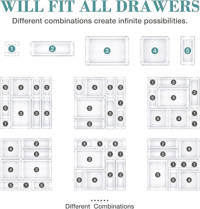 StorMiracle 23 PCS Drawer Organizer Set, 5 Varied Size Bathroom and kitchen - Image 4