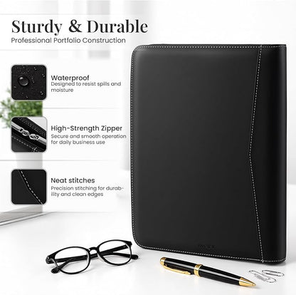 Padfolio Portfolio Organizer Binder, Faux Leather Interview Resume Folder - Image 4