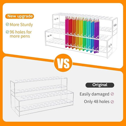 96-Slots Acrylic Pen Holder, 2-Tier Pen Display Stand - Image 8