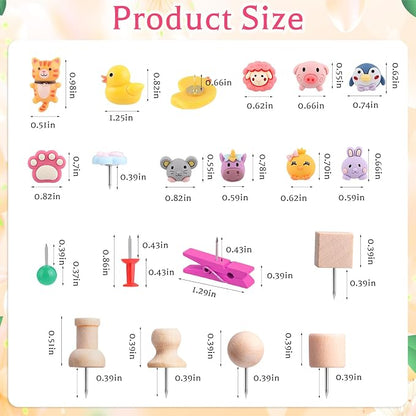 117 Pieces Push Pins Set Cute Thumb Tacks Decorative Push Pins - Image 2