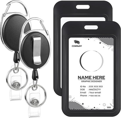 2 Pack Badge Holder Retractable Clip Heavy Duty Reels by BESARME
