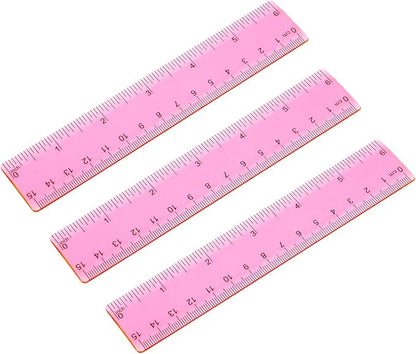 Ruler 6 Inch, 3 Pack Ruler Set Plastic Straight Ruler Transparent Measuring by KALIONE