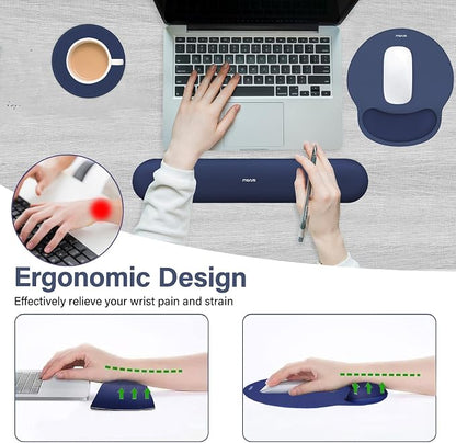 MOSISO Wrist Rest Support for Mouse Pad&Keyboard Set, Circle Curved Ergonomic - Image 3
