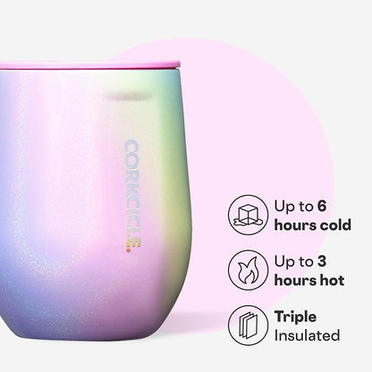 Corkcicle Stemless Wine Tumbler - Keeps Drinks Cold for 6 Hours - Triple-Insulated Stainless Steel - Non-Slip Base - Summer Drinkware Gift - Keeps Drinks Ice Cold - 12 oz - Rainbow Unicorn - Image 3