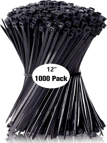 Zip Ties 12 inch, 1000 Pack Black Zip Ties, Self-Locking Nylon Cable Ties - Image 8