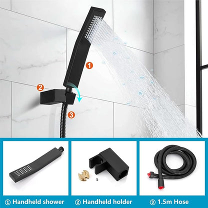 Midanya Wall Mount Bathtub Faucet with Handheld Spray Waterfall Tub Filler Single Handle Bathroom Tub Mixer Tap Hand-Shower System with Curved Spout Commercial,Matte Black - Image 4