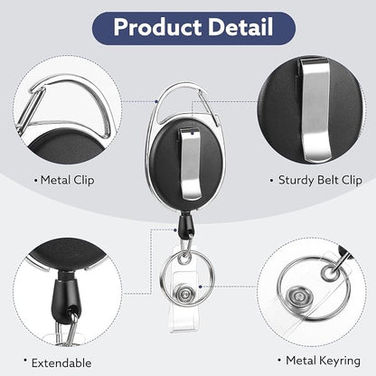10 Pack Badge Reels Retractable ID Badge Holder - Image 4