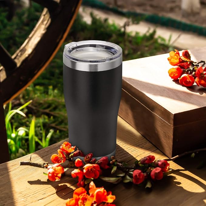DOMICARE 20oz Tumbler with Lid Stainless Steel Tumblers Bulk, Double Wall Vacuum Insulated Coffee Travel Mug Powder Coated Tumbler, 4 Count (Pack of 1) Black - Image 6