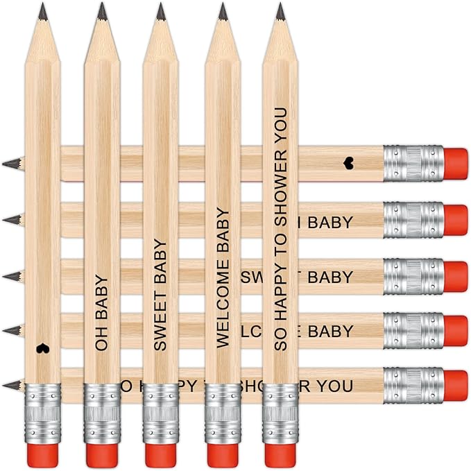 50Pcs - Baby Shower Sharpened Half Pencils by Vusnud