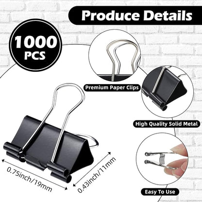 Yexiya 1000 Pcs Binder Clips Bulk Assorted Sizes Black Paper Clips Small Binder - Image 2