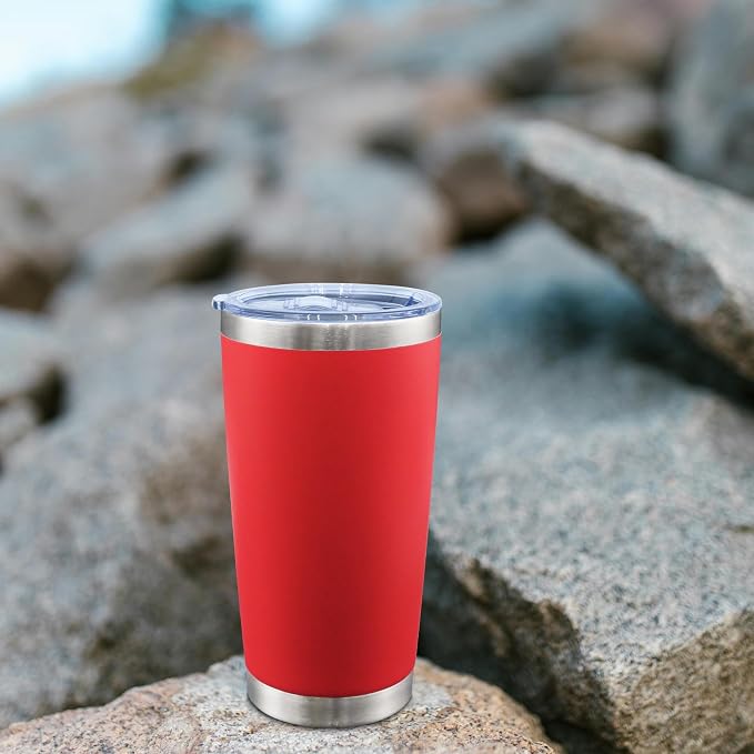 AIANJI 20oz Tumbler Bulk Stainless Steel Tumblers with Lid Vacuum Insulated Double Wall Travel Coffee Mug Powder Coated Tumbler Cup for Hot and Cold Drinks(Red, 6 pack) - Image 2