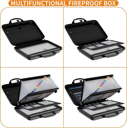 Fireproof File Organizer with Lock, Hard Case Fireproof Document Box with 13 - Image 5