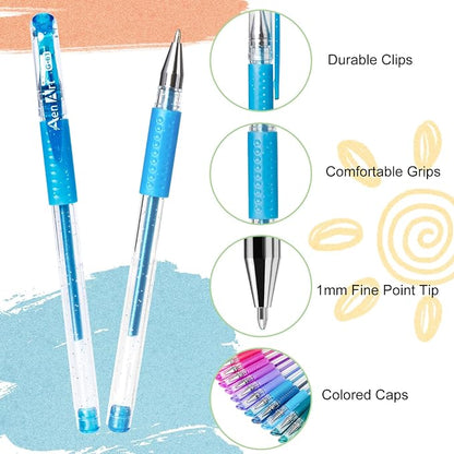 Aen Art Glitter Gel Pens with Case - Image 2