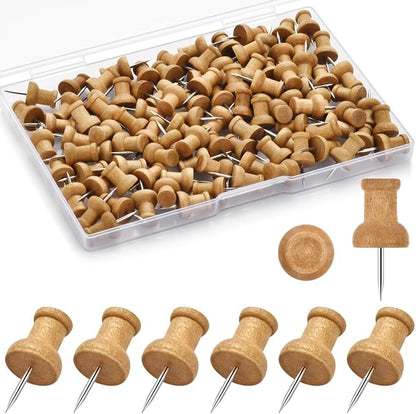 100Pcs Wood Push Pins, Thumb Tacks by Dorbetar