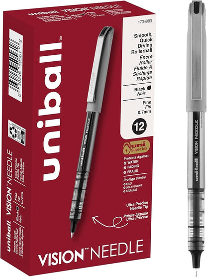 uniball Vision Needle Rollerball Pens, Fine Point, 12 Pack by uni-ball
