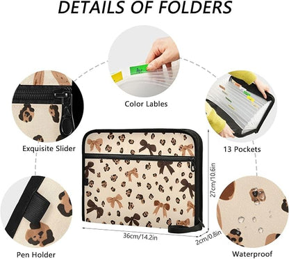 Expanding File Folder Leopard Print Cheetah Bow Pattern Accordion File - Image 4