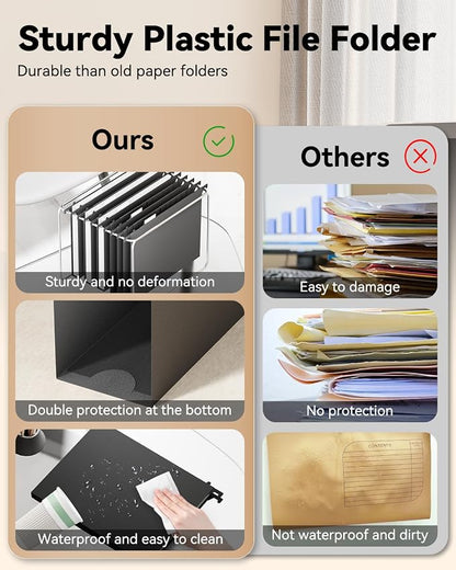 Ansook Plastic Hanging File Folders, 12 Pack Extra Capacity Letter Size File - Image 3