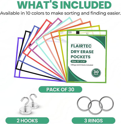 30-Pack Dry Erase Pockets – 10x14 Heavy Duty Sleeves - Image 3