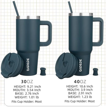 BJPKPK 40oz Stainless Steel Insulated Tumbler With Handle And Lid Straw Travel Coffee Mug Thermal Cup,Navy Blue - Image 4
