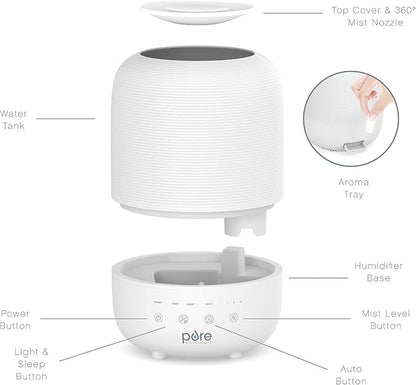 Pure Enrichment® HUME™ Sense Top Fill Humidifier – Large 3L Tank, Auto Mode Humidity Sensor, 3 Mist Settings, Optional Night Light, Optional Aromatherapy, Sleep Mode & Auto Shut-Off - Image 4