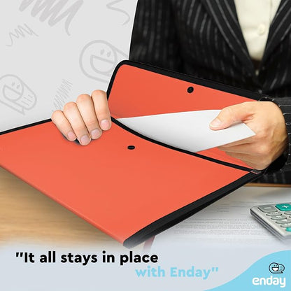 Square Flap Document Holder Red, Expanding File Folder, A4 Letter Size Reusable - Image 6