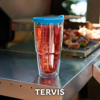 Tervis Clear & Colorful Tabletop Made in USA Double Walled Insulated Tumbler Travel Cup Keeps Drinks Cold & Hot, 24oz, Quartz - Image 9