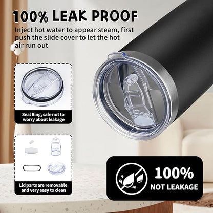 20 oz Tumbler with Lids and Straws, Stainless Steel Insulated Coffee Tumbler, Double Wall Vacuum Insulated Travel Mug Cup, Leakproof Thermal Coffee Cup for Hot and Cold Drinks (black) - Image 5