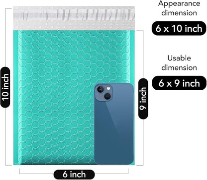Fuxury Bubble Mailers 6x10“ 3000 Pack Teal Padded Envelopes Usable Size 6x9" - Image 2