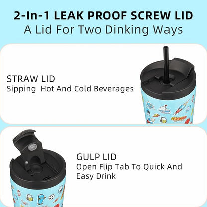 BJPKPK 22oz Insulated Tumbler With lid And Straw Stainless Steel Tumblers Travel Coffee Mug Reusable Thermal Cup,Playground - Image 3