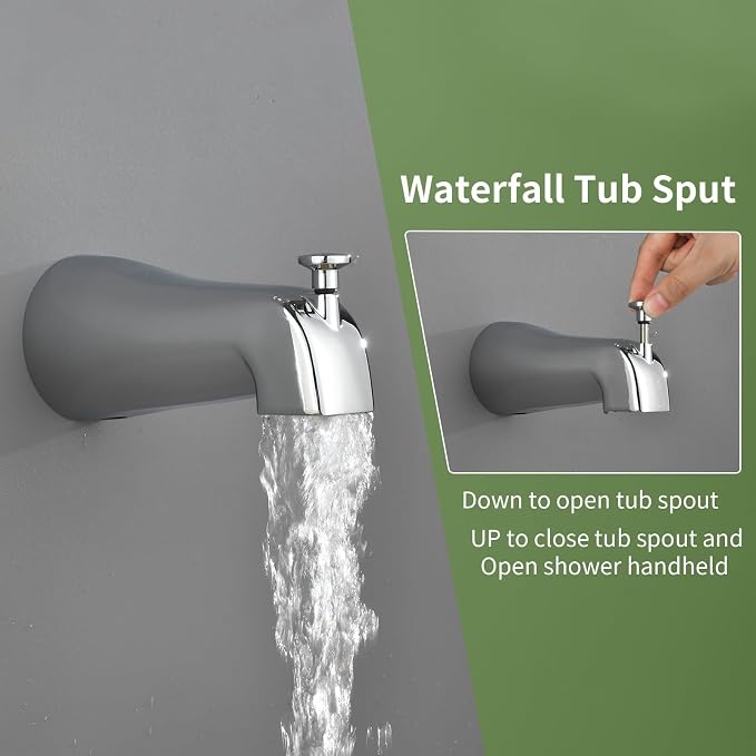 Tub Shower Faucet Set with 10 Spray Handheld Shower Chrome Shower Head and Handle Set Shower System with Tub Spout 4.7 Inch Shower Handheld Shower Fixtures Tub and Shower Trim Kit - Image 4