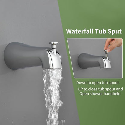 Tub Shower Faucet Set with 10 Spray Handheld Shower Chrome Shower Head and Handle Set Shower System with Tub Spout 4.7 Inch Shower Handheld Shower Fixtures Tub and Shower Trim Kit - Image 4