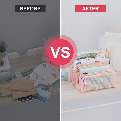 Mail Organizer Countertop, Metal File Holder - Image 4