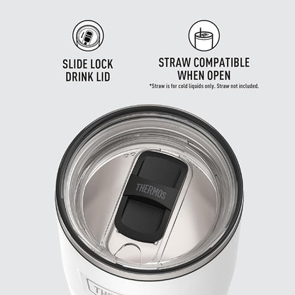THERMOS ICON SERIES, Stainless Steel Cold Tumbler with Slide Lock, 24 Ounce, Snow - Image 4