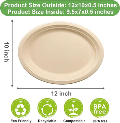 Eco Friendly 12 inch Brown Paper Plates - Image 3