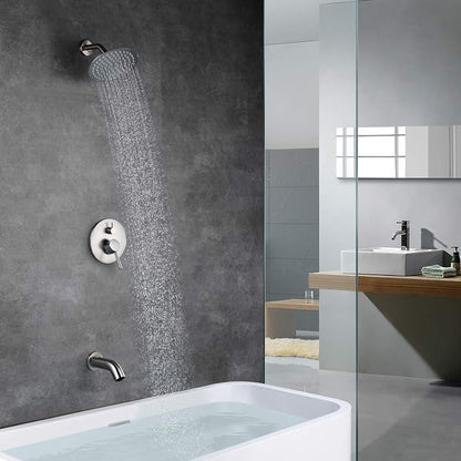 Tub Shower Faucet Set Brushed Nickel，High Flow Waterfall Tub Spout and High Pressure Rain Shower,SUMERAIN - Image 5