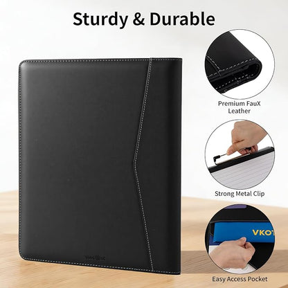 Professional Padfolio with Notepad Included | Faux Leather Portfolio Folder - Image 4